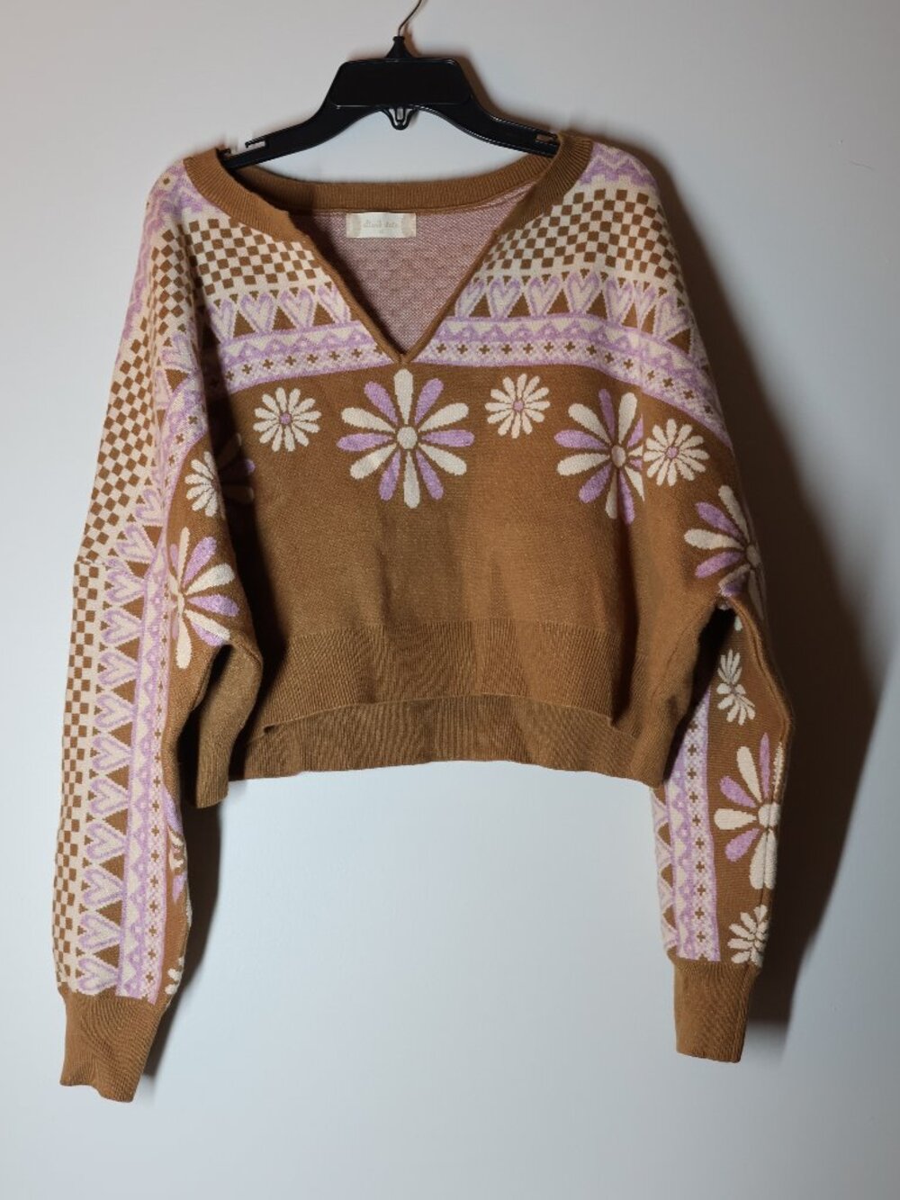 Altar'd State Brown and Purple V-Neck Sweater